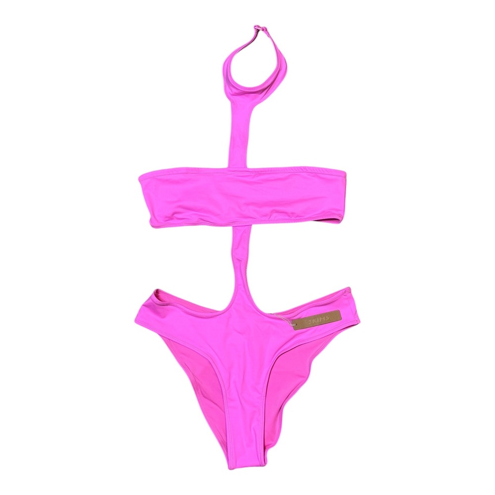 SKIMS Recycled Swim Cut Out Halter Monokini Taffy Pink Womens Large*SOLD OUT - Picture 2 of 8